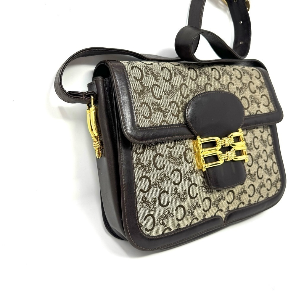 Celine Vintage 70s Carriage Monogram Canvas & Leather Horse Carriage Crossbody - Picture 3 of 15